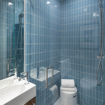 Modern Blue Shower Wall Tile