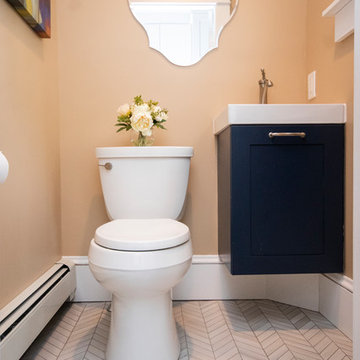 Modern Blue vanity guest bathroom
