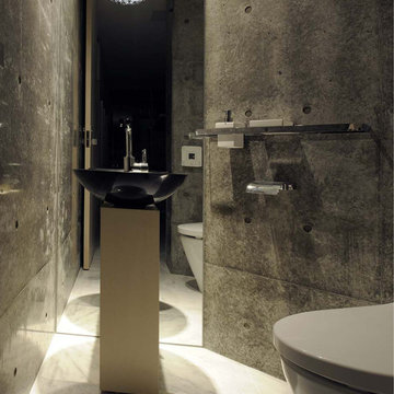 Modern Chrome Crystal Ceiling Light Fixture in Contemporary Bathroom