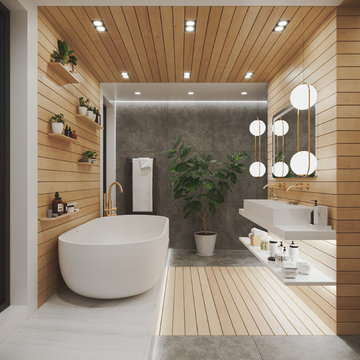 Modern Contemporary Bathroom - Full lighting