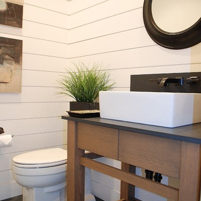 Bathroom - country bathroom idea in Boise with a vessel sink