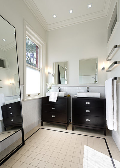 Transitional Bathroom by Brett Mickan Interior Design