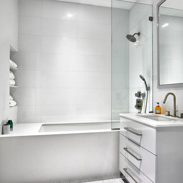 Modern Flatiron Loft Renovation - White Guest Bathroom