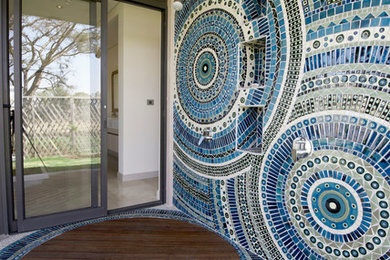Modern house outside shower mosaic