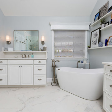 Modern Master Bathroom with Baby Blue Accents