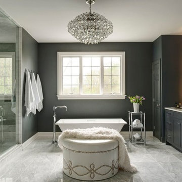 Modern Master Bathroom with Marble and Freestanding Tub