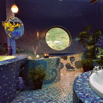 modern mediterranean mosaic bathroom