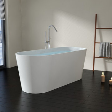 Modern Oval Shaped Stone Resin Freestanding Bathtub - BW-04 - Matte or Glossy
