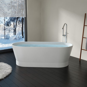Modern Oval Shaped Stone Resin Freestanding Bathtub - BW-08 - Matte or Glossy