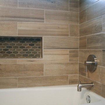 Modern Rustic Slate and Teak Guest Bathroom