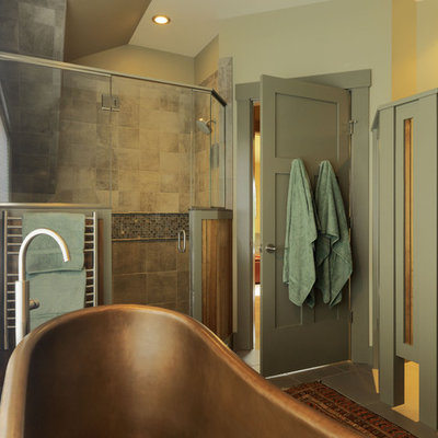Bathroom - contemporary mosaic tile bathroom idea in Burlington