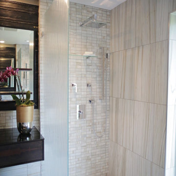 Modern Shower Door with Patterned Glass