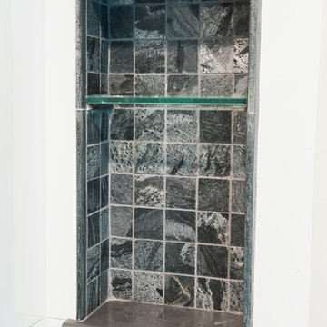 Modern Tile Shower Niche with Quartz Shelf