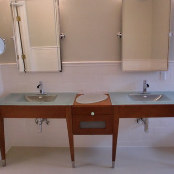 Modern vanity with glass sinks