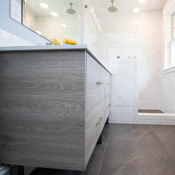 Modern White and Driftwood Master Bathroom