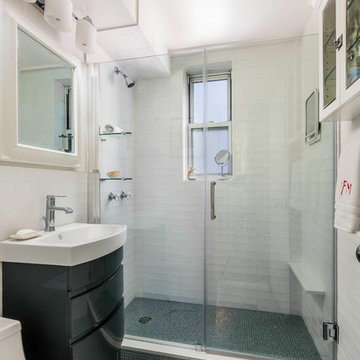 Modern, White Bathroom in Murray Hill, NYC