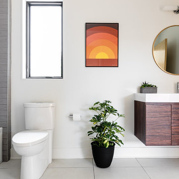 Modern White Bathrooms with Dark Accents