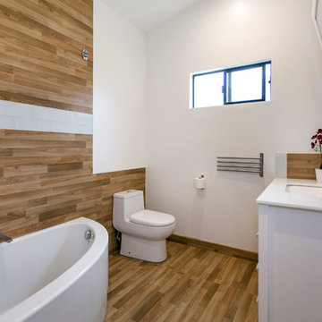 Modern Wood Panel Bathroom