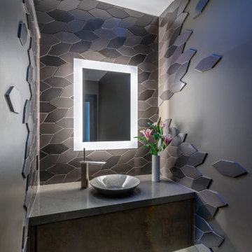 Modernist Retreat feat. Grey Bathroom Tiles