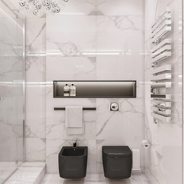 Monochrome eclectic bathroom