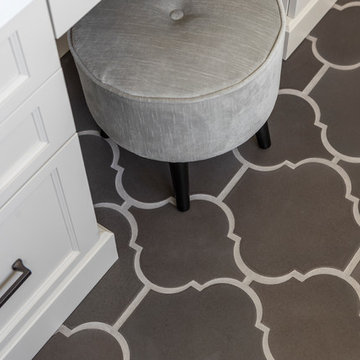 Moroccan Tile in Spanish Master Bath with Vanity Stool