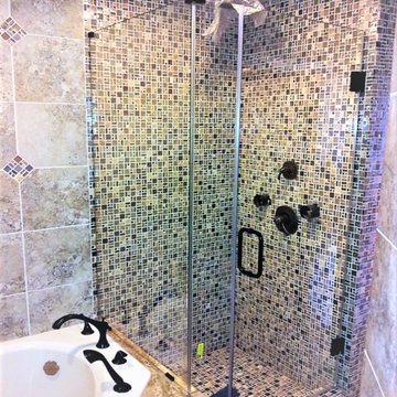 Mosaic Frameless Corner Shower