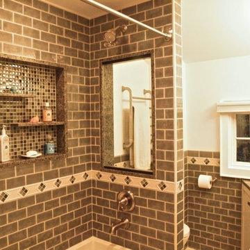 Mosaic Shower Niche and Shower Window