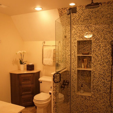 Mosaic Tile Shower with 3-Tier Niche