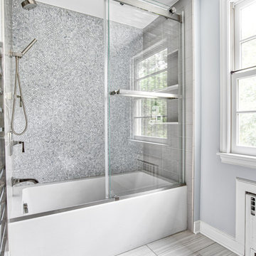 Mosaic Tile Shower with Handheld and Niche