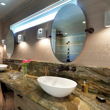 Moss Master Bath with Vessel Sinks
