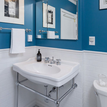 Mt. Airy, Philadelphia: Classic Bathrooms with Custom Wall Tile and Dark Accents