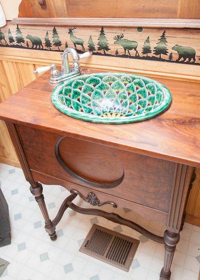 Rustic Bathroom My Houzz: Rustic Charm in a Handsome Log Cabin