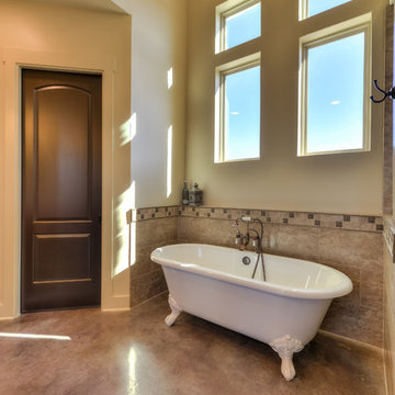 Natural Light surrounds the claw foot tub