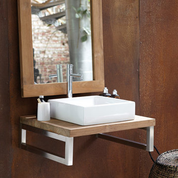 NATURE by Line Art Wall Mounted Sink and Teak Countertop