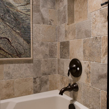 Nature-Inspired Hall Bath - Stone Tiling