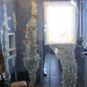Nautical Undersea-themed Mosaic Tiled Shower