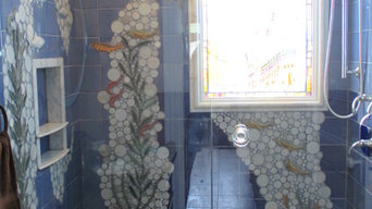 Nautical Undersea-themed Mosaic Tiled Shower