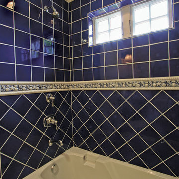 Navy Blue Tiled Shower