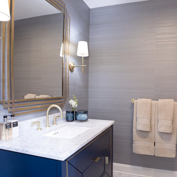 Navy Vanity For A Contemporary Bathroom