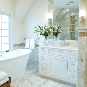 Neutral White and Marble Bathroom Renovation St. Louis, MO