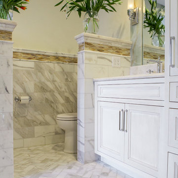 Neutral White and Marble Bathroom Renovation St. Louis, MO
