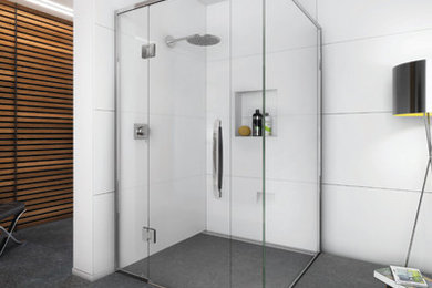 Corner shower - contemporary corner shower idea in Auckland