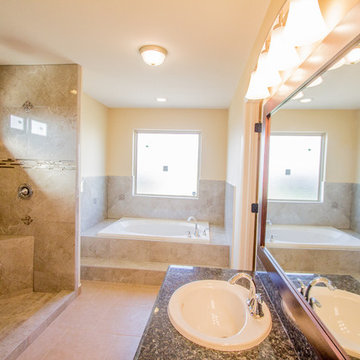 Nice master bath with ceiling shower