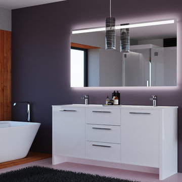 Nona 72 inch Freestanding Bathroom Vanity with Double Sink and LED Mirror