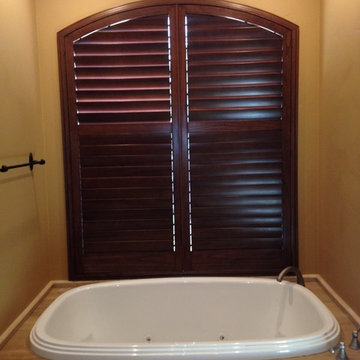 Norman Stained Arch Top Wood Shutter