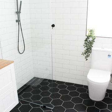 North Perth Bathroom Renovation - Black Hexagon