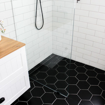 North Perth Bathroom Renovation - Black Hexagon