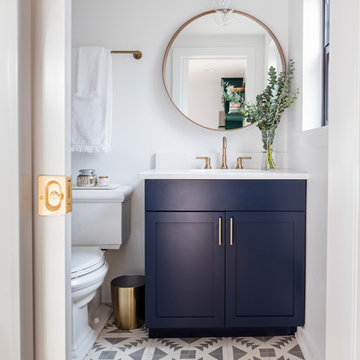 75 Bathroom With Blue Cabinets Ideas You Ll Love July 2022 Houzz - Small Bathroom With Blue Vanity