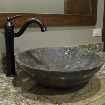 Novatto Coffee Marble Vessel Sink with Novatto CENTURY Faucet