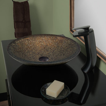 Novatto LAGHETTO Glass Vessel Sink with Novatto CASCADE Faucet